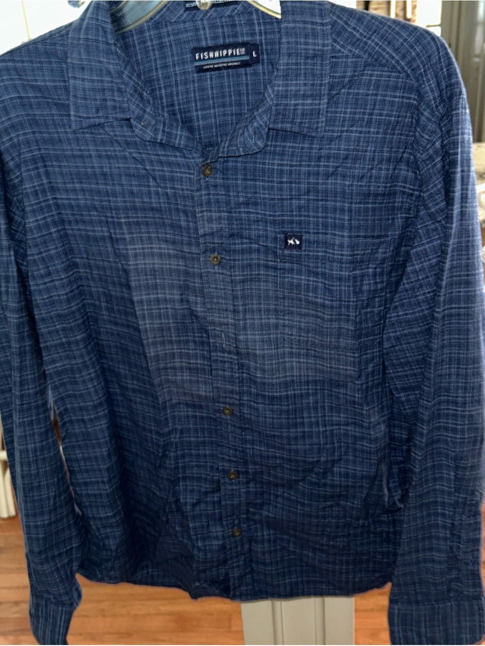 Fish Hippie Men's Blue Plaid Casual Button-Down Shirt